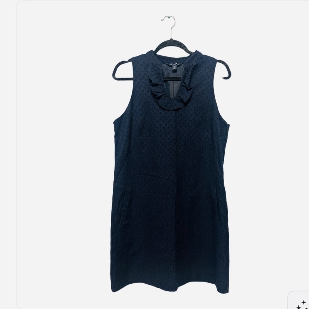 Tommy Hilfiger Navy V-Neck Jacquard Side Zipper Dress Size 12